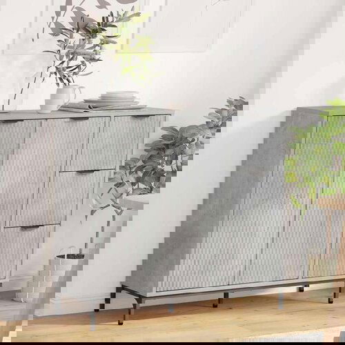 vidaXL Strani šal Betonsko siva 89.5 x 33 x 82 cm Konstruiran les Cene