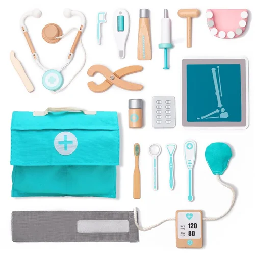 UMU® Doctors & Nurses Doctor's set aktivnostna igrača iz lesa Turquoise