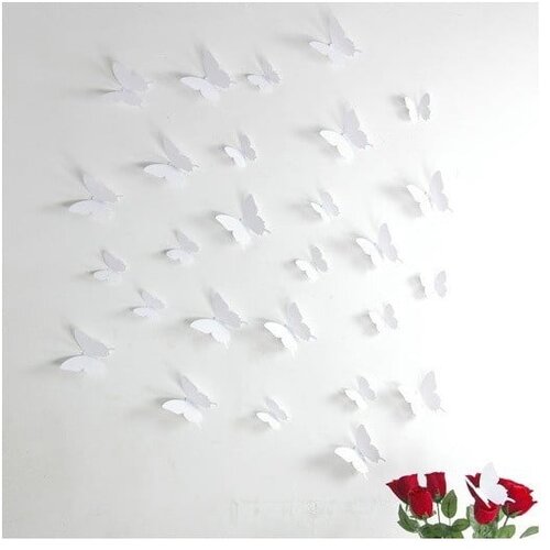 Ambiance Komplet 12 beliih nalepk s 3D učinkom Butterflies Cene