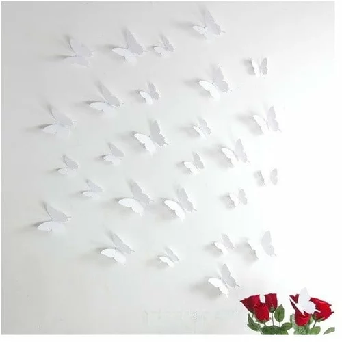 Ambiance Set od 12 bijelih 3D naljepnica Butterflies