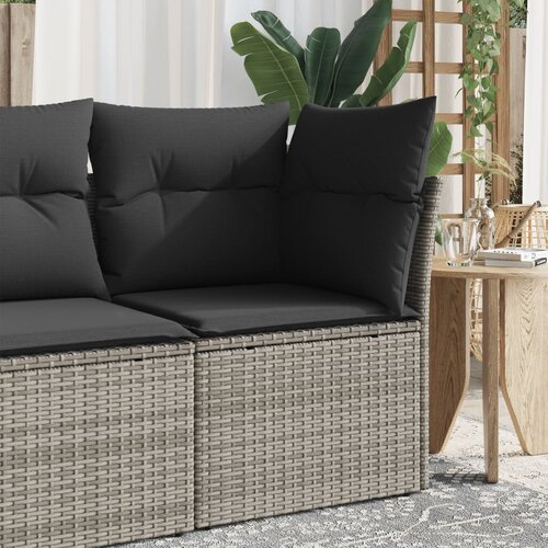 VidaXL Kutna vrtna sofa od poliratana s jastucima siva Slike
