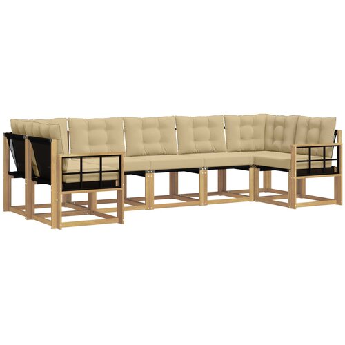 vidaXL Zunanja garnitura za sedenje z blazino 7 pcs Bela in bež, (5000279508) Cene