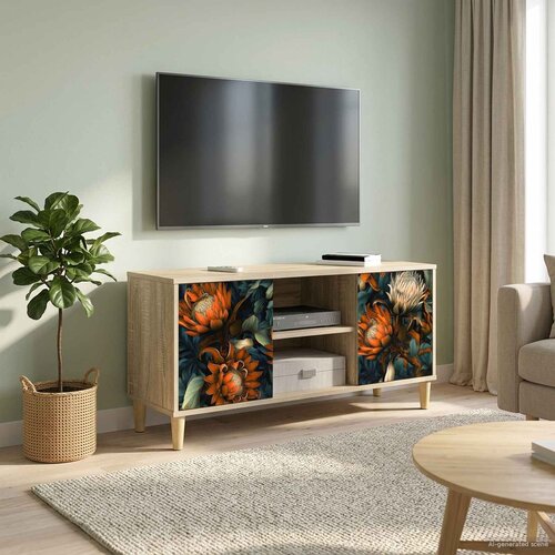 TV ormar RHENEN 102 x 33 x 50 cm Sonoma Konstruirano drvo Slike