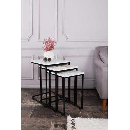  Set klub stolova, 3 komada Ce Metal Zigon Bijelo-Crni Cijene