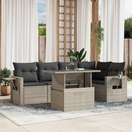 vidaXL 6-dijelni set vrtnih sofa od poliratana s jastucima svjetlosivi Cijene