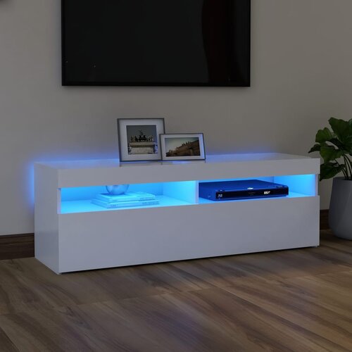 TV ormarić s LED svjetlima bijeli 120x35x40 cm Slike