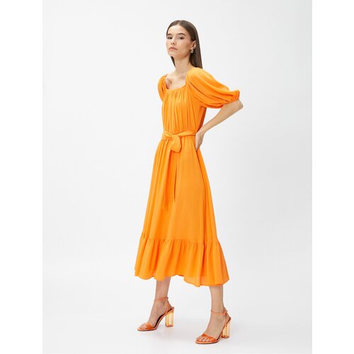 Koton layered midi length dress with open shoulder belt Slike