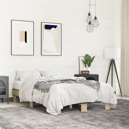 VidaXL Okvir za krevet boja hrasta 120x190cm konstruirano drvo i metal Slike