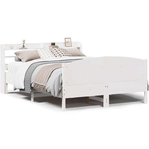 vidaXL Posteljni okvir brez vzmetnice bel 140x190 cm trdna borovina Cene
