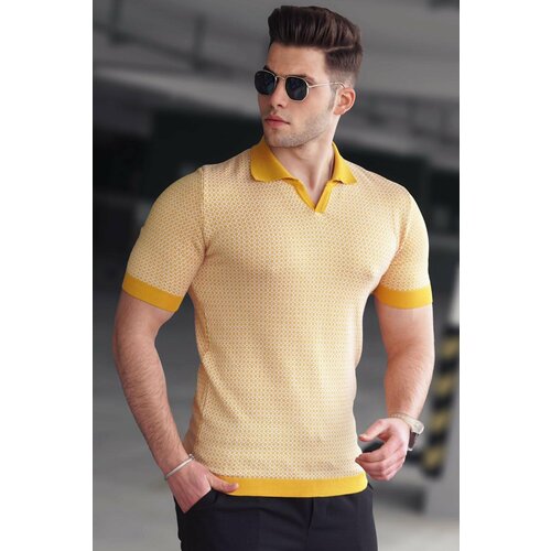 Madmext Men's Yellow Polo Neck T-Shirt 5077 Slike