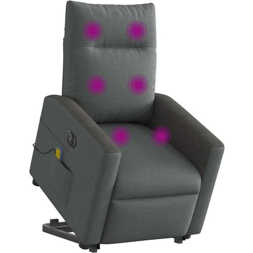 VidaXL Električni masažni naslonjač na podizanje od tkanine tamnosivi Slike