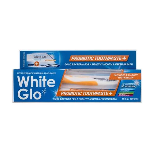 White Glo Probiotic Set zobna pasta 150 g + zobna ščetka 1 kos + medzobne ščetke 8 kos
