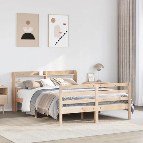 vidaXL Okvir za krevet s uzglavljem 140x200 cm od masivne borovine vidaXL Okvir za krevet s uzglavljem 140x200 cm od masivne borovine