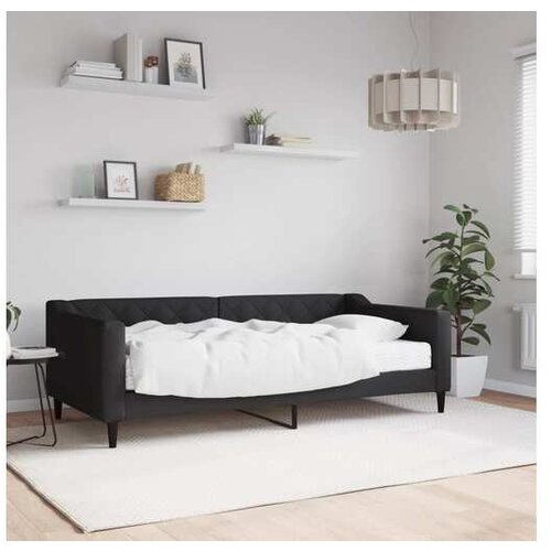 VidaXL Dnevna postelja z vzmetnico črna 90x190 cm blago Slike