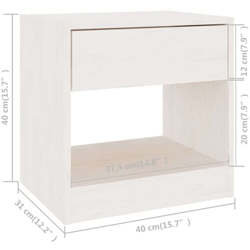 VidaXL noćni ormarići 2 kom bijeli 40 x 31 x 40 cm od masivne borovine Slike