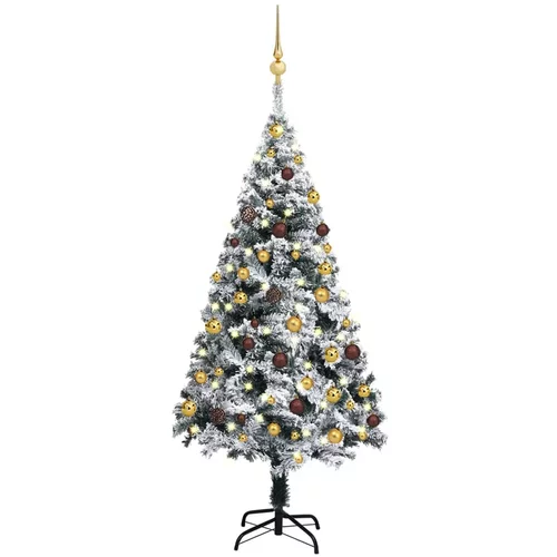 vidaXL umjetno božićno drvce s LED svjetlima i kuglicama zeleno 120 cm