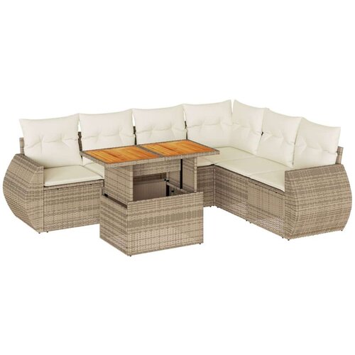 vidaXL 7-dijelni set vrtnih sofa od poliratana s jastucima bež Cijene