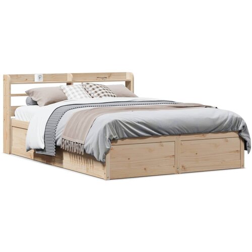 vidaXL Posteljni okvir z vzglavjem 150x200 cm trdna borovina Cene