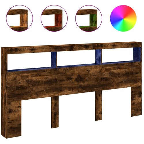 Maison Chic posteljno vzglavje - vzglavna omarica - nočna omarica led dimljeni hrast 200x17x102 cm, (21705635) Slike
