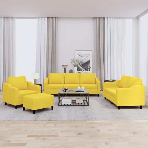  4-dijelni set sofa s jastucima svjetložuti od tkanine Cene