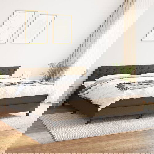 vidaXL Krevet s oprugama i madracem tamnosmeđi 160x200 cm tkanina Cene