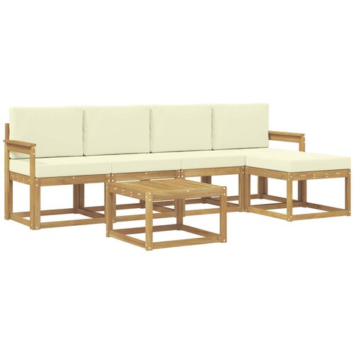 vidaXL Zunanja garnitura za sedenje z blazino 6 pcs Bela in krem, (5000280021) Cene