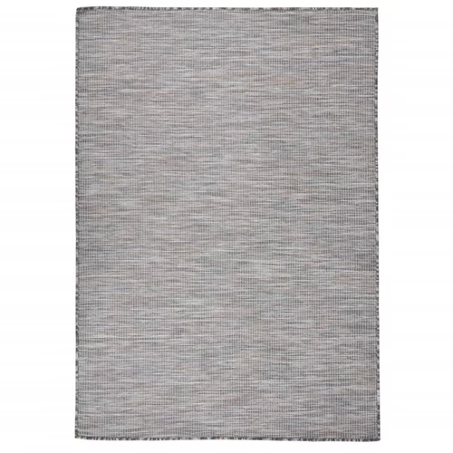 vidaXL Vanjski tepih ravnog tkanja 140 x 200 cm smeđe-crni