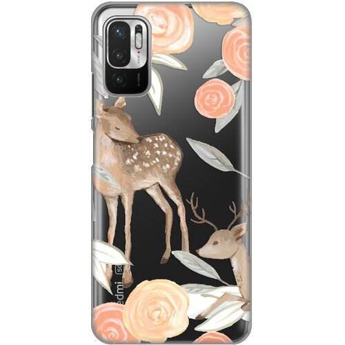 maska silikonska print skin za xiaomi redmi note 10 5G flower deer Slike