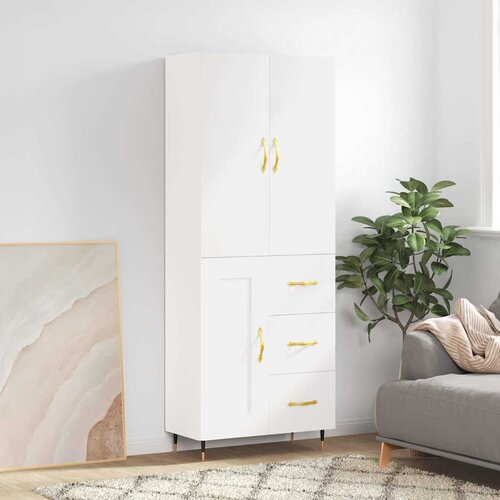  Visoka komoda bijela 69,5x34x180 cm konstruirano drvo Cene