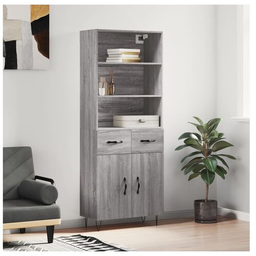 vidaXL Visoka komoda siva sonome 69 5x34x180 cm od konstruiranog drva Cijene