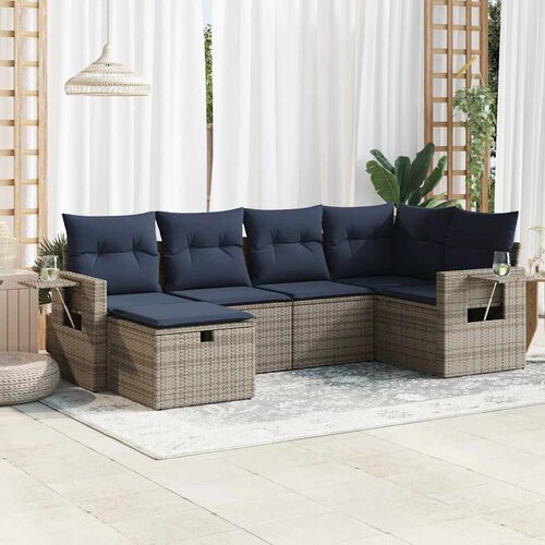  6-dijelni set vrtnih sofa od poliratana s jastucima sivi Cijene