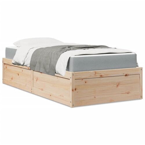  The Living Store Postelja z vzmetnico 90x200 cm trdna borovina - Postelja, (21496292) Slike