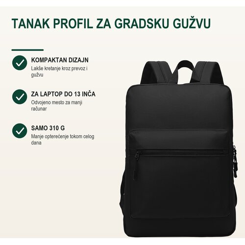 Bruno Poslovni ranac Perk, Odeljak za laptop, 13&amp;quot;, Crni Slike
