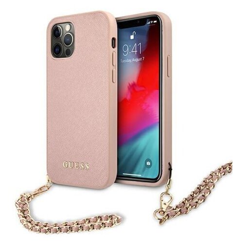 Guess GUHCP12MSASGPI za iPhone 12 / 12 Pro - roza ovitek s kovinsko zapestnico Cene
