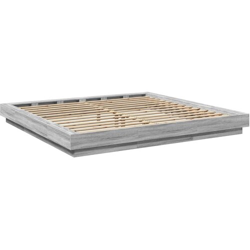  Okvir za krevet s LED svjetlima boja hrasta 200 x 200 cm drveni Slike