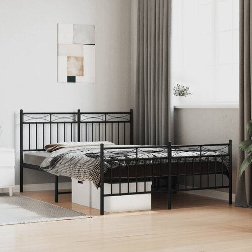 vidaXL Metalni okvir kreveta uzglavlje i podnožje crni 135x190 cm Cijene