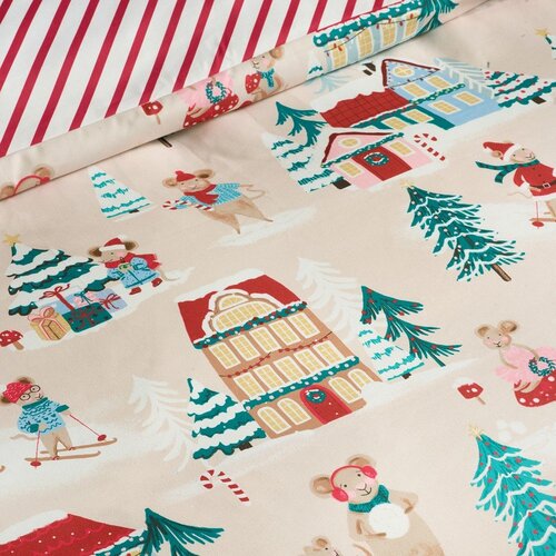 Catherine Lansfield Posteljina za bračni krevet 230x220 cm Christmas Mouse Town &amp;ndash; Slike