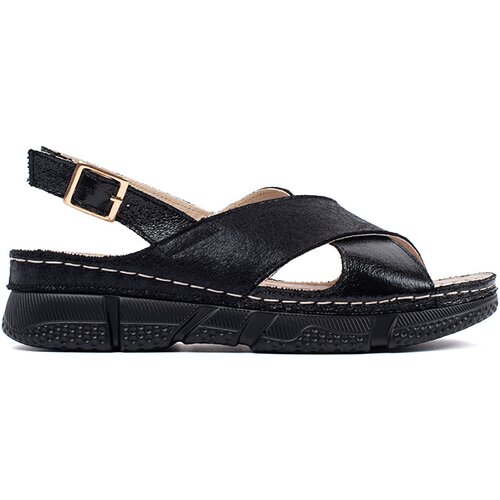 GOODIN Black flat sandals Slike