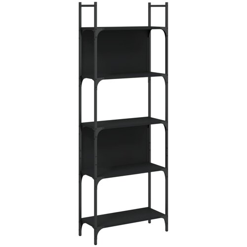 Police za knjige s 5 razina crne 60,5 x 24 x 166,5 cm drvene Slike
