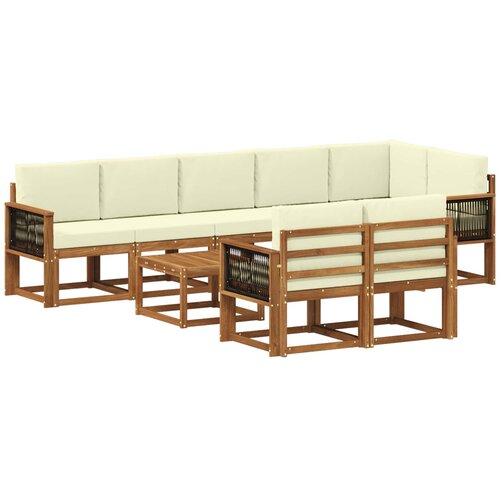 vidaXL Zunanja garnitura za sedenje 9 pcs Naravna in smetana Poliester, (5000280239) Cene