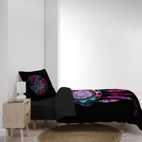 Douceur d int&amp;eacute;rieur Crna pamučna posteljina za krevet za jednu osobu 140x200 cm Porte Bonheur &amp;ndash; Slike