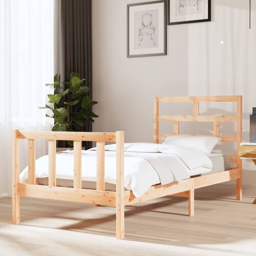 The Living Store Posteljni okvir iz trdne borovine 90x190 cm - Posteljni Okvir, (21529644) Slike