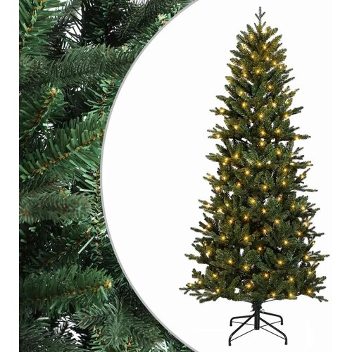  Umjetno božićno drvce s nogom 210 cm 300 LED lampica - Zelena 210 cm s LED svjetlima Slike