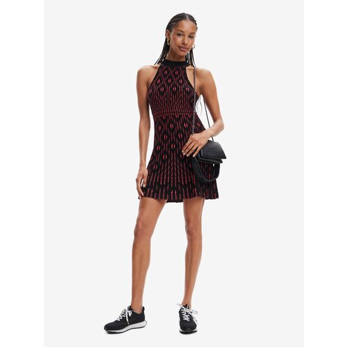 Desigual Red and Black Women Patterned Dress El Havre - Women Cijene