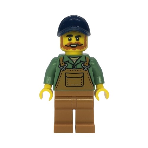Lego city cty1851 Farmer - Male, Medium Nougat Overalls over Sand Green Shirt, Medium Nougat Legs, Dark Blue Cap, Beard Slike