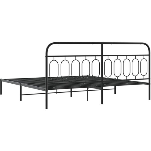  Metalni okvir za krevet s uzglavljem crni 200x200 cm Slike