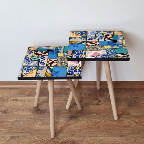 Hanah home 2Shp25 - multicolor multicolor nesting table (2 pieces) Cene