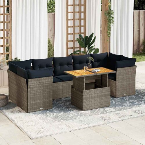 vidaXL 6-dijelni set vrtnih sofa od poliratana s jastucima sivi Cijene