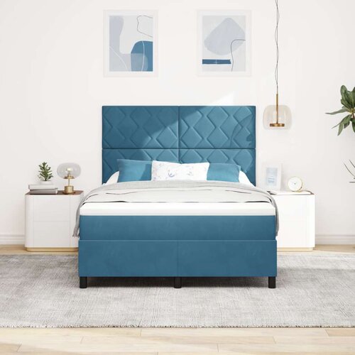 VidaXL Box Spring Krevet s Madracom Tamnoplav 140x200 cm Bar&amp;scaron;un Slike