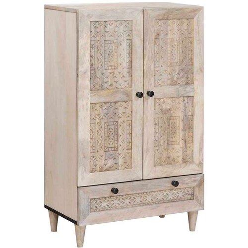 vidaXL Visok predalnik s polico Bela 60 x 33 x 100 cm trden mangov les Cene